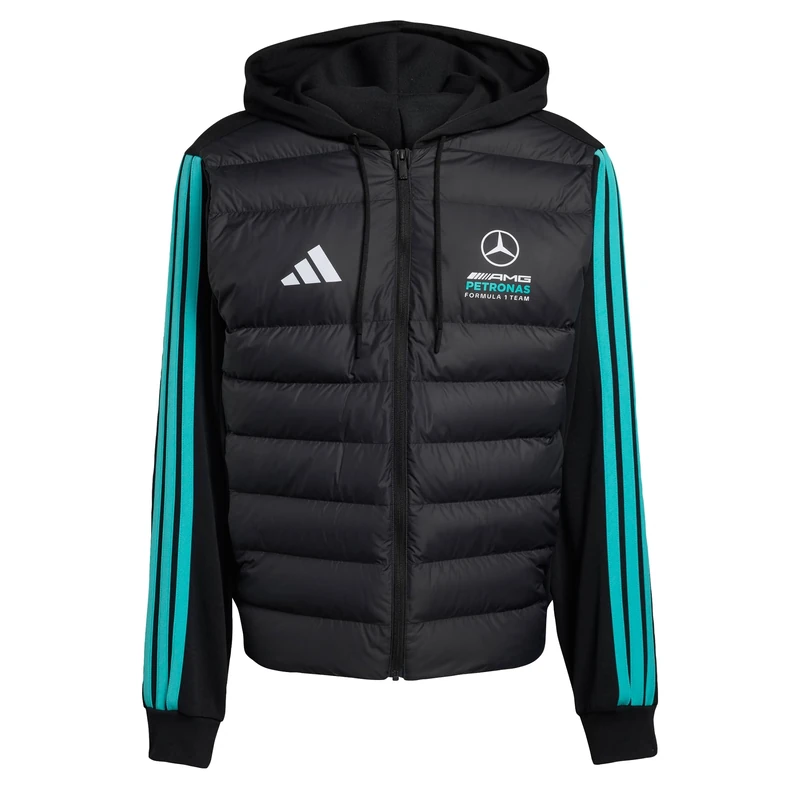 adidas Men's MERCEDES - AMG PETRONAS FORMULA 1 TEAM DNA PUFFER JACKET, black/semi mint rush, L