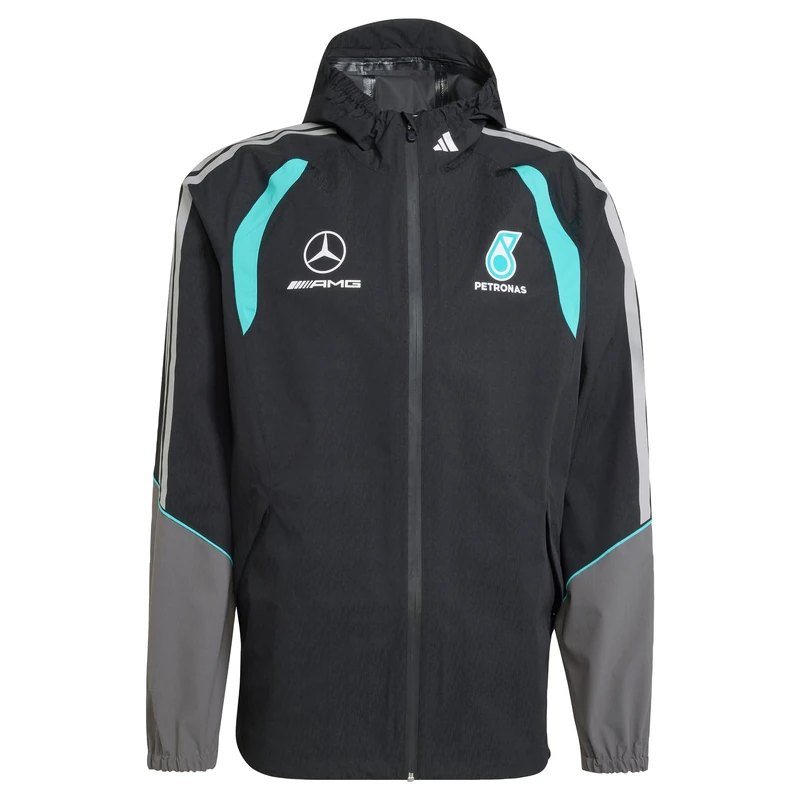 adidas Men's MERCEDES - AMG PETRONAS FORMULA 1 TEAM MECHANICS RAIN JACKET, black/grey two, XXL