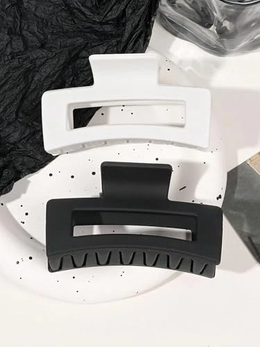 Hair Clips for Women - 2 Pcs Big Square Non-Slip Durable Claw Clips for Thick Thin Medium Fine Hair，Cute Clamps Hair Accessories for Strong Hold.
