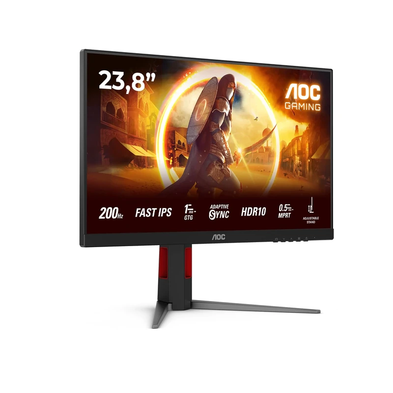 AOC 24G4HA - 24 inch Full HD Gaming Monitor, Fast IPS, 200Hz, 1ms, G-Sync comp, HDR10, Height Adjust (1920x1080, 2x HDMI 2.0, 1x DisplayPort 1.4)
