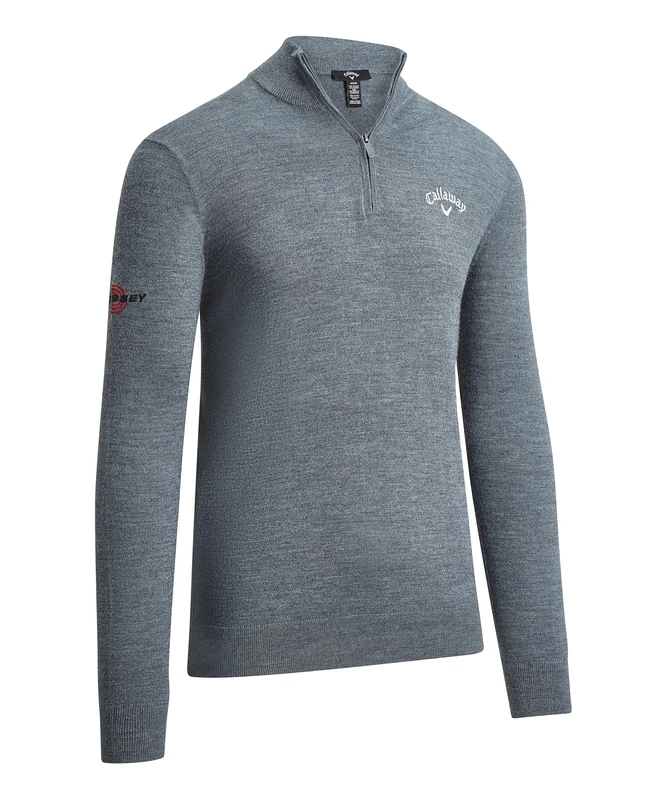 Callaway - Golf Tops for Men, Long Sleeve Thermal Sweater, with 1/4 Zip, Merino Wool Blend (Steel Heather Grey)