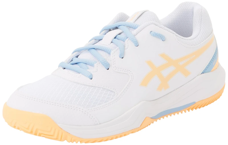 ASICS Boys Gel-Dedicate 8 Gs Padel Sneaker, White Orange Glow, 5 UK - Image 1