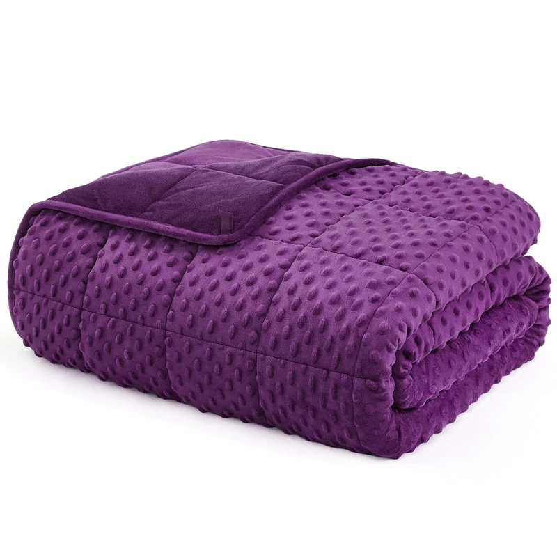 L'AGRATY Weighted Blanket for Adult - 60"x80" 20lbs Minky Dots Heavy Blanket with Glass Beads Soft Breathable for All-Season Summer Fall Winter Thick Comfort for Sleeping