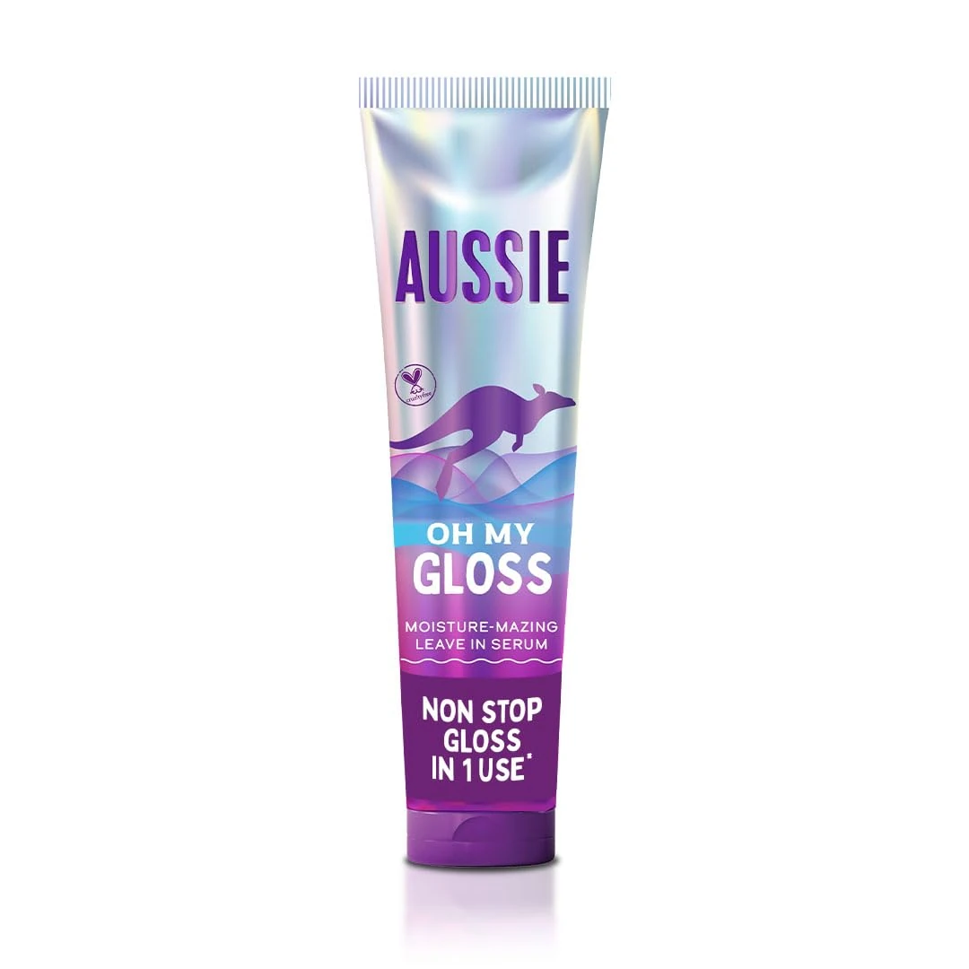Aussie Oh My Gloss Moisture-Mazing Leave-In Treatment Lightweight Serum 160ml, Moisture & Shine Booster for Dull Hair. With Jojoba, Safflower & Australian Macadamia Nut Oils. Vegan & Cruelty-Free