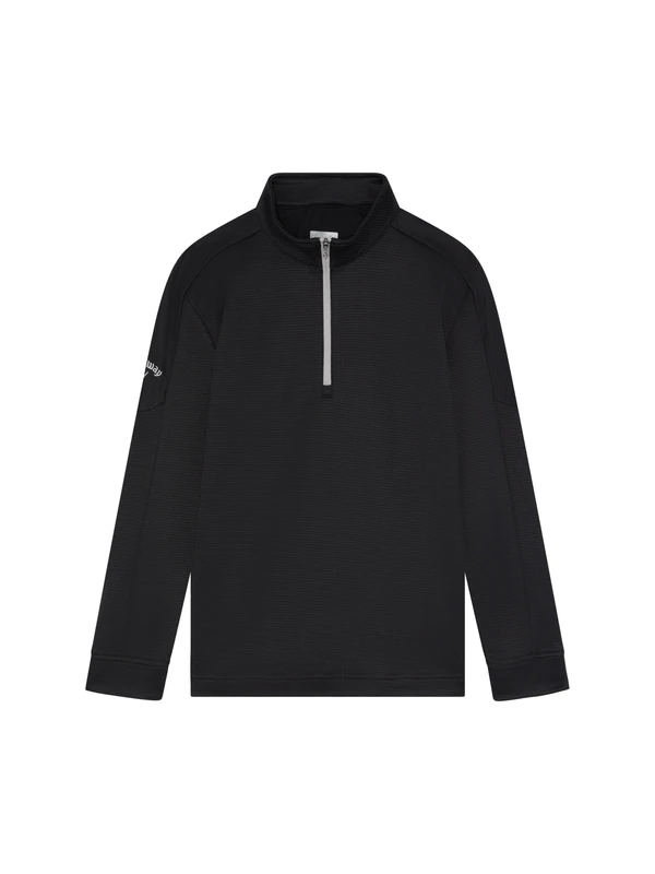 Callaway - Youth Unisex Golf Hex Fleece, Junior Base Layer for Boys and Girls, Thermal Quarter Zip, Long Sleeve Top (Caviar Black)