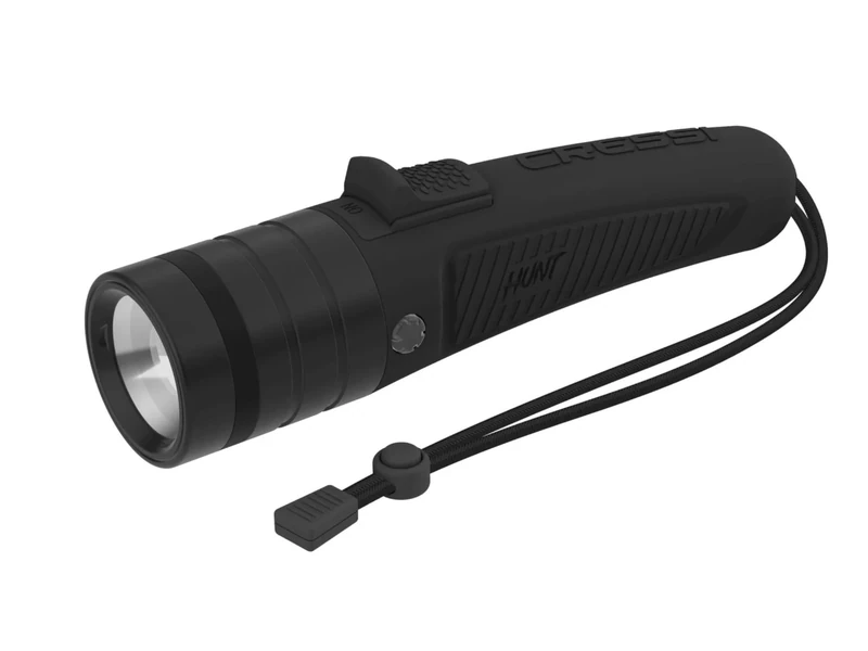 Cressi Hunt Torch 1600 Black - High Luminosity Rechargeable LED Underwater Torch 1600 Lumen Waterproof IPX8 100m - Unisex Black and Compact Specially designed for Spearfishing and Diving