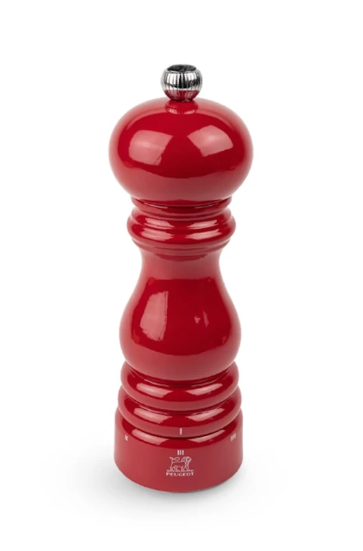 PEUGEOT - Paris u'Select 18 cm Salt Mill - 6 Predefined Grind Settings - Powdered Salt Innovation, Zirlion Mechanism - PEFC-Certified Wood - Made in France - Glossy Passion Red Finish