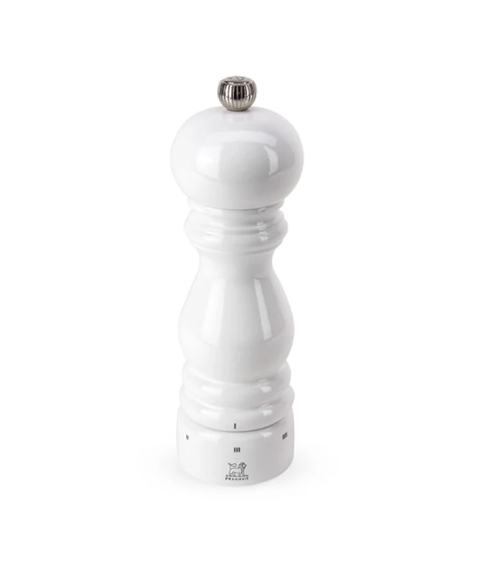 PEUGEOT - Paris u'Select 18 cm Salt Mill - 6 Predefined Grind Settings - Powdered Salt Innovation, Zirlion Mechanism - PEFC-Certified Wood - Made in France - Glossy White Finish