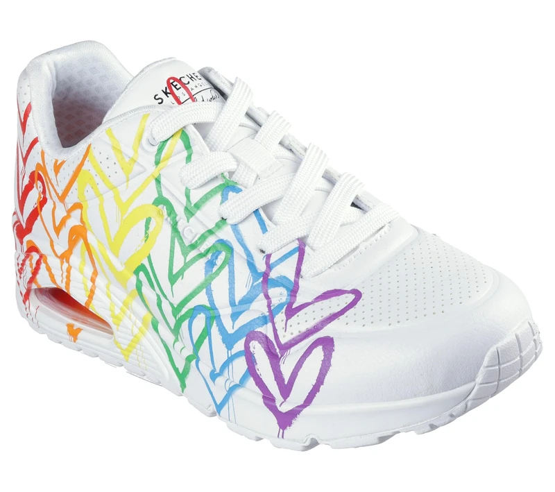 Skechers Street x JGoldcrown: UNO Full of Love Women's Lace Up Fashion Sneakers White