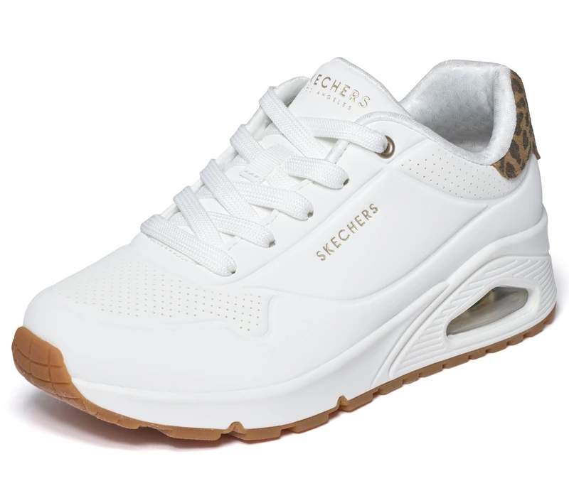 Skechers Women's UNO Jungle Nite Trainers, Leopard-White, 4 UK
