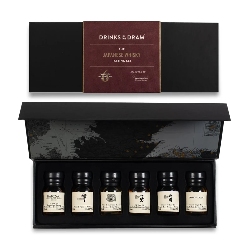 Drinks by the Dram Japanese Whisky Tasting Set - 6 x 3cl Drams from Renowned Japanese Distilleries - Whisky Gift Set with Single Malts from Nikka and Hibiki