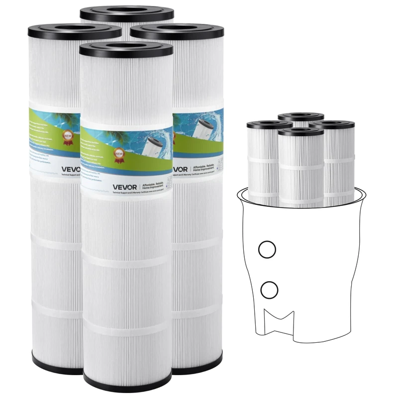 VEVOR Pool Filter Cartridge, 4x 105 Sq. Ft, Spa Hot Tub Filter Cartridge Replacement, Compatible with Pentair CCP420, Pleatco PCC80-PAK4l, Secure for Kids & Pet, Easy to Clean