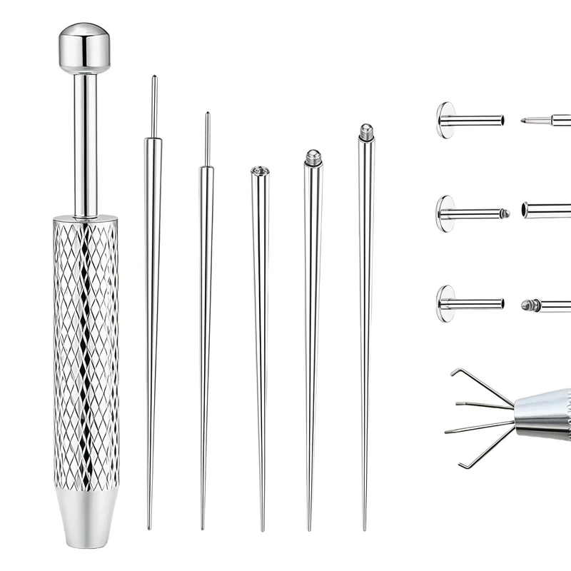 AstraGlam 6PCS Piercing Tool Kit, Piercing Ball Grabber and Opener Set, Piercing Tongs for Changing Jewelry, Piercing Accessories for Ears Nose Lip, 16G 18G Compatible