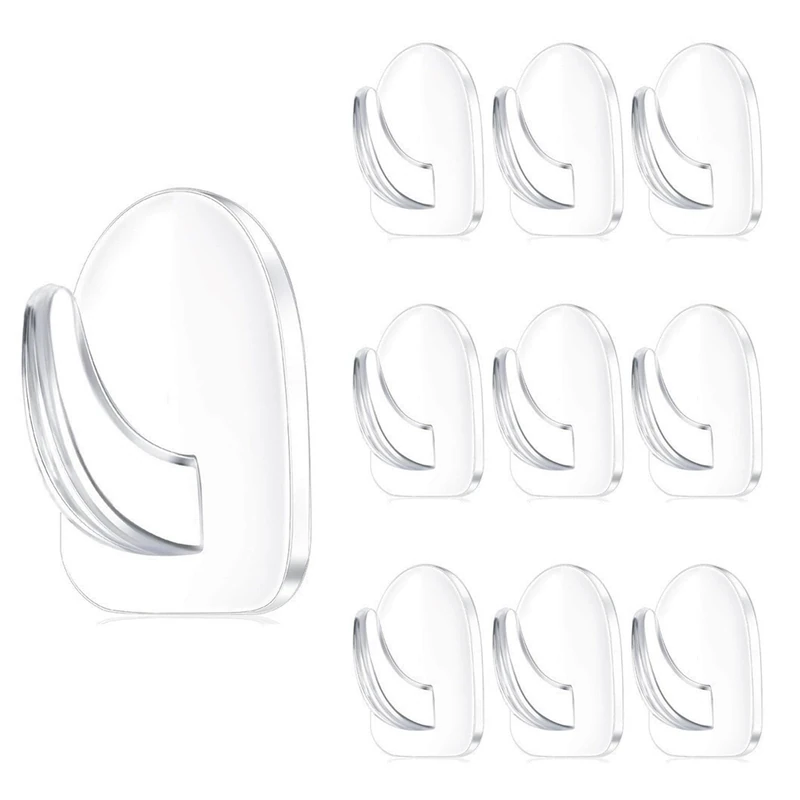 10Pcs Sticky Hooks,Plastic Stick on Small Self Adhesive Sticky Wall No Nails Clear Bathroom Ceiling Picture Shower Hooks Strong Stick on for Hanging Heavy Duty Self Adhesive,for Kitchen Bedroom Office