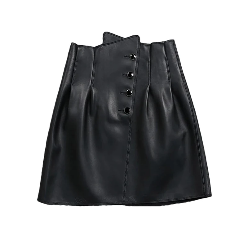 Adhdyuud Women Irregular Leather Mini Skirt High Waist Short Skirt Sexy Motorcycle Skirts Black M