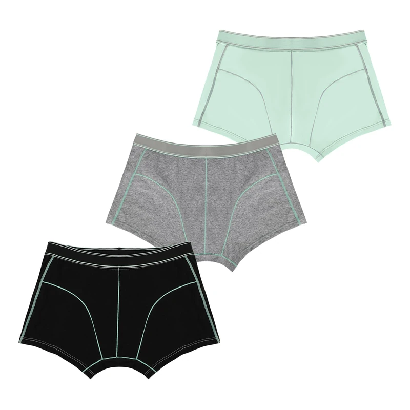 Carer 3-Pack Boys'Incontinence Boxer Briefs Washable Cotton Underwear with 70 ML Absorbent Pad Designed for Urinary Leaks Bedwetting Potty Training & Light to Mild Incontinence Multicolor