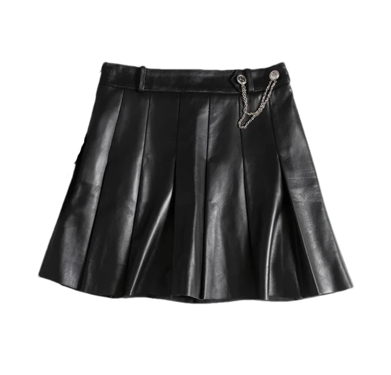 Women Mini Pleated Skirt Solid Zipper Sexy Skirts Preppy Style Mini A-Line Skirt Black S