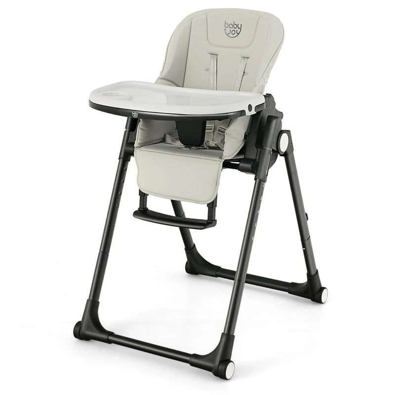 GYMAX High Chairs for Babies and Toddlers, Foldable Highchairs (Grey)