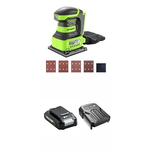 Greenworks G24SS14 Cordless Sheet Sander 11000RPM + 24V 2Ah Battery & Charger + 3 Year Guarantee