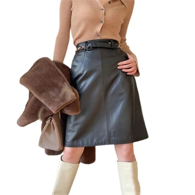 Adhdyuud Women Irregular Zipper Leather Mini Skirts High Waist Zipper Hip Short Slim Vintage Skirts Black L(1214)