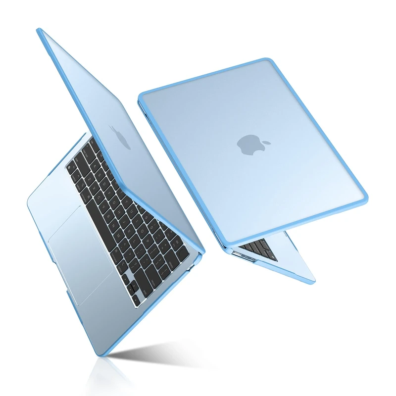 BlueSwan Case Compatible for MacBook Air 15 inch M4 M3 M2 2025 2024 2023 A3241 A3114 A2941 TPU Frame Anti-rupture Anti-fingerprint Mac Air 15 Mac Cover Matte Hard Shell -(Blue Edge) Frosted Sky Blue