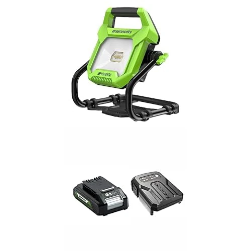 Greenworks G24WL Cordless Hybrid Work Light 2000 Lumen + 24V 2Ah Battery & Charger + 3 Year Guarantee