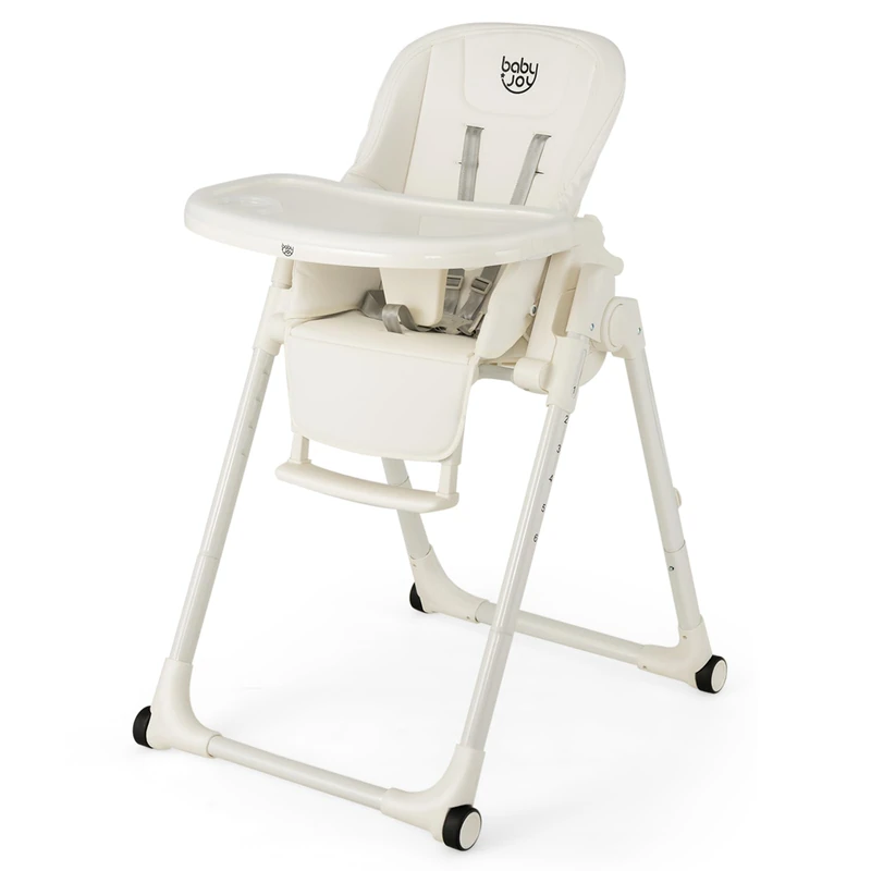 GYMAX High Chairs for Babies and Toddlers, Foldable Highchairs (Beige)