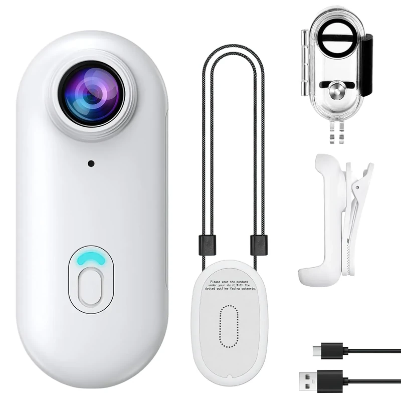 OBEST 1080P Body Camera, 360° Action Camera Magnetic Pocket Thumb Cam, IP68 Waterproof, Mini Action Cam for Recording,Outdoors Activities,Walking(Excluding Memory Card) (white)