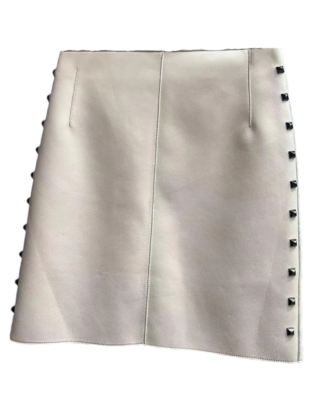 Adhdyuud Women Zipper Leather Skirts Beading Mini Skirts Vintage Casual Sexy Hip Mini Skirt White XXL