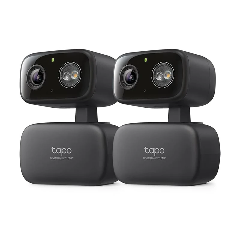 Tapo 2K 3MP Pan/Tilt Indoor/Outdoor Security Camera, Free Person/Baby Cry Detect & Track, 360° Pan, Color Night Vision, SD/Cloud Storage, Works w/Alexa & Google Home, HybridCam 360, Black (2-Pack)
