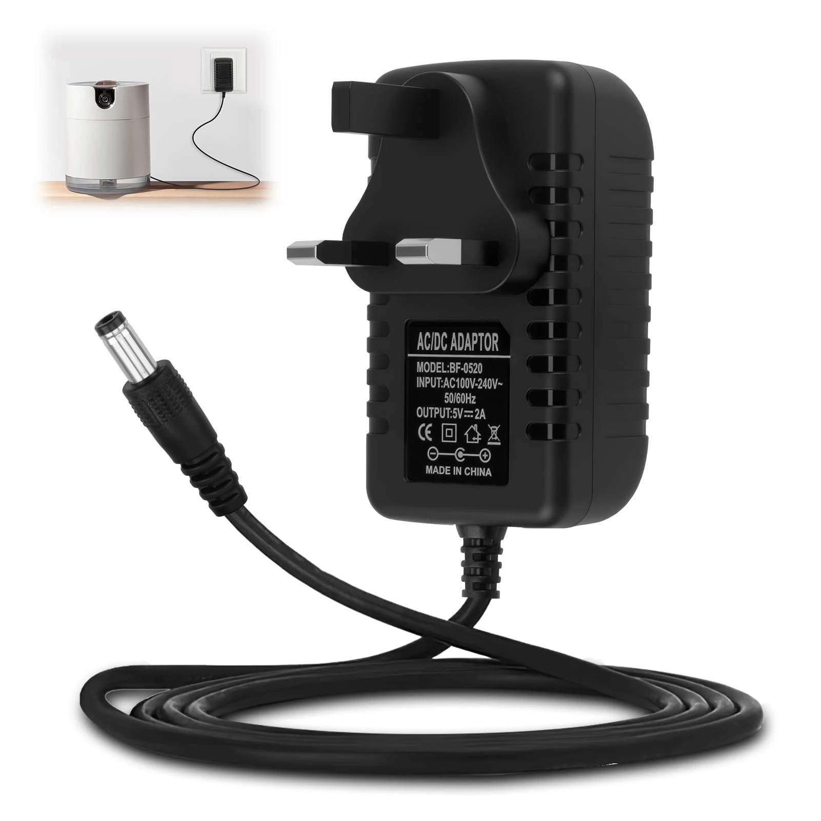 DC 5V 2A Power Supply, AC Adapter 100-240V 50 60Hz to DC 5V Driver Transformer Switching Converter with 5.5mm x 2.5mm Plug for LED Strip Lights CCTV Wireless Router Speakers (2A, 10W)