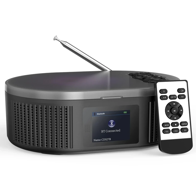 Desobry CD Player portable with LCD Screen 2025 upgraded version with bluetooth AUX USB input FM Radio Anti Skip Function Remote control