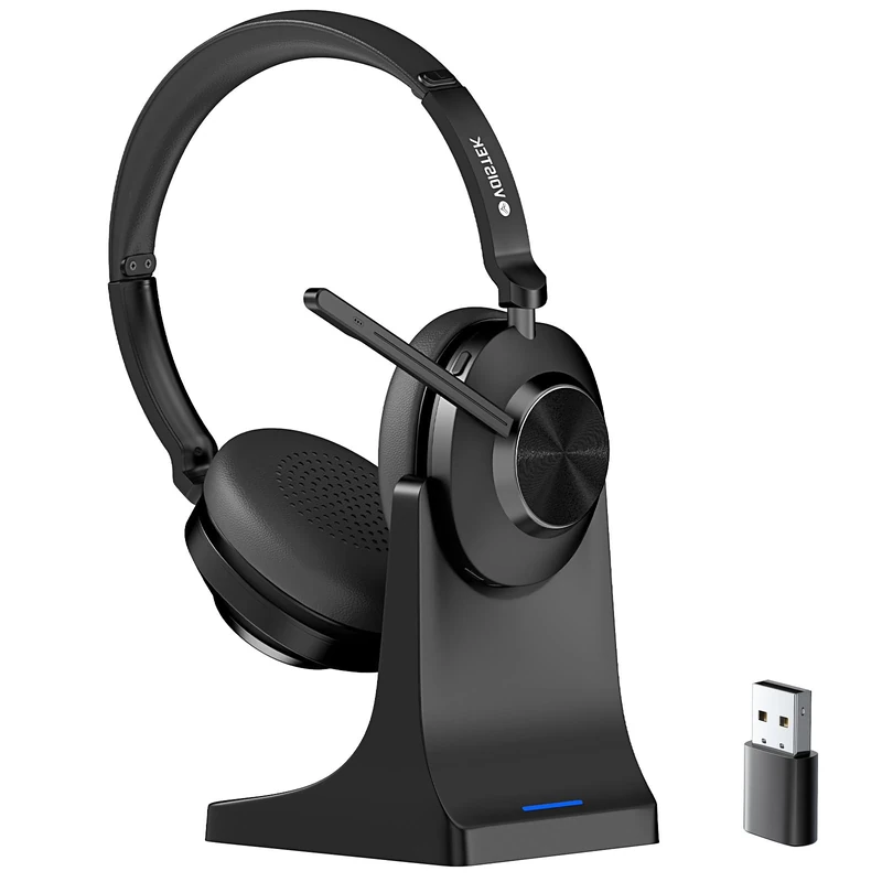 Voistek Wireless Headset with Mic for Work, Bluetooth Headset with Noise Cancelling Microphone,USB Dongle, Clear Calls & Mic Mute for Work from Home/Office/PC/Call Center/Computer/Laptop/Teams/Zoom