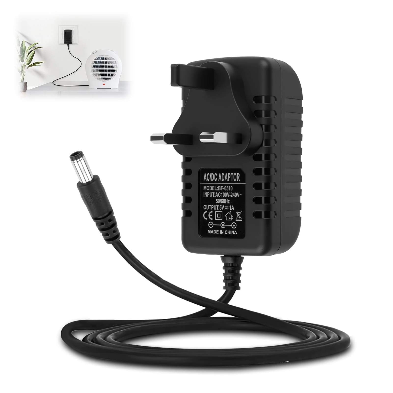 DC 5V 1A Power Supply, AC Adapter 100-240V 50 60Hz to DC 5V Driver Transformer Switching Converter with 5.5mmx2.5mm Plug for LED Strip Lights CCTV Wireless Router Speakers (5volt 1000ma, 5W)