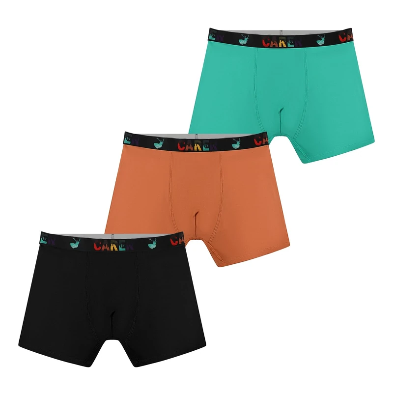 Carer 3-Pack Boys' Incontinence Boxer Briefs Washable Cotton Underwear with 100 ML Absorbent Pad Designed for Urinary Leaks Bedwetting Potty Training & Light to Mild Incontinence