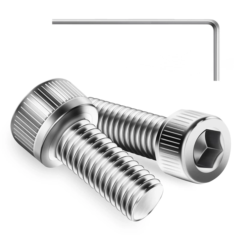 20Pcs M6 x 16mm Hex Socket Head Cap Screws Bolts, 304 Stainless Steel, Allen Socket Drive, Bright Finish, Full Threads, with Hex Spanner