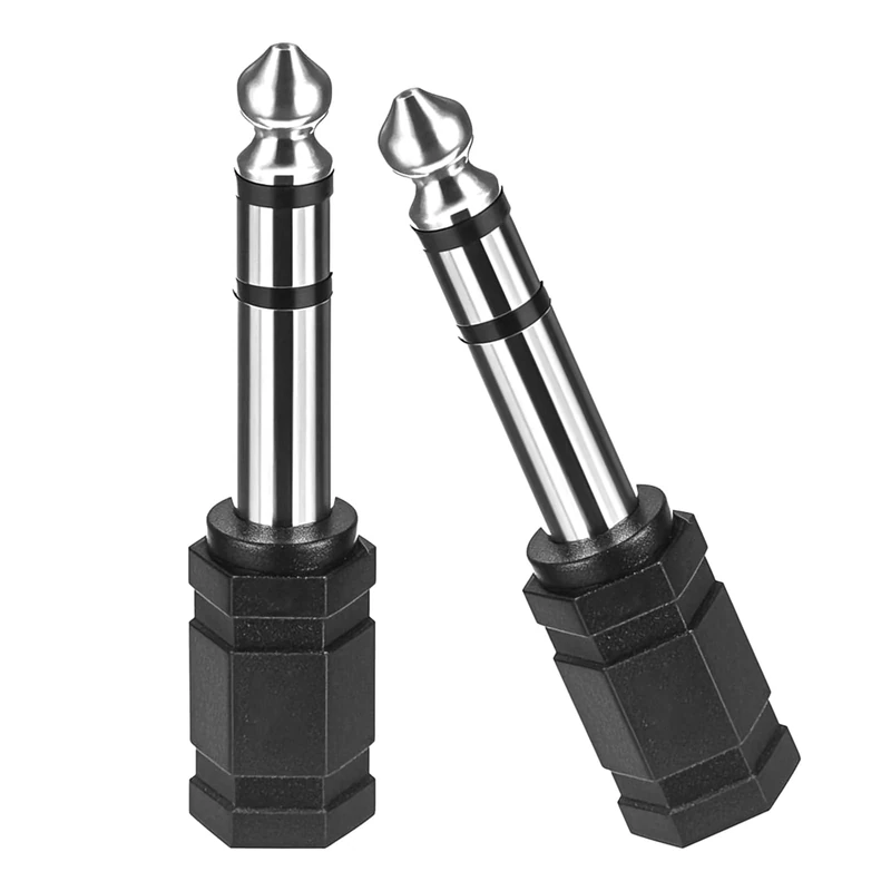 BFQZ 2 Pack Headphone Jack Adapter 6.35mm Male to 3.5mm, Male Audio Jack Plug for Headphone Adapter HiFi Stereo, Connection of Headphones to Audio System (Black)