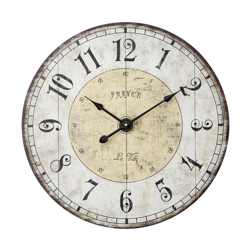 MODE HOME 24 Inch Large Wall Clock, Rustic Round Farmhouse Wall Clocks for Living Room Decor, Silent Non-Ticking Battery Operated Clock with Large Numerals, Vintage Oversized Decorative Wall Clock