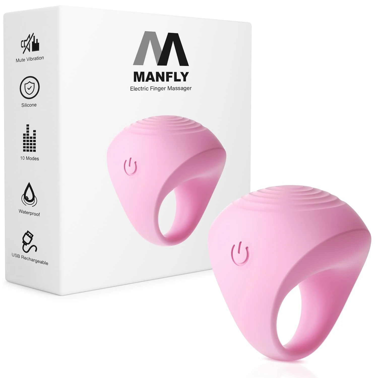 MANFLY Mini Massager, Waterproof Rechargeable Portable Body Massage Ball, Multifunctional Finger Massager, Pink