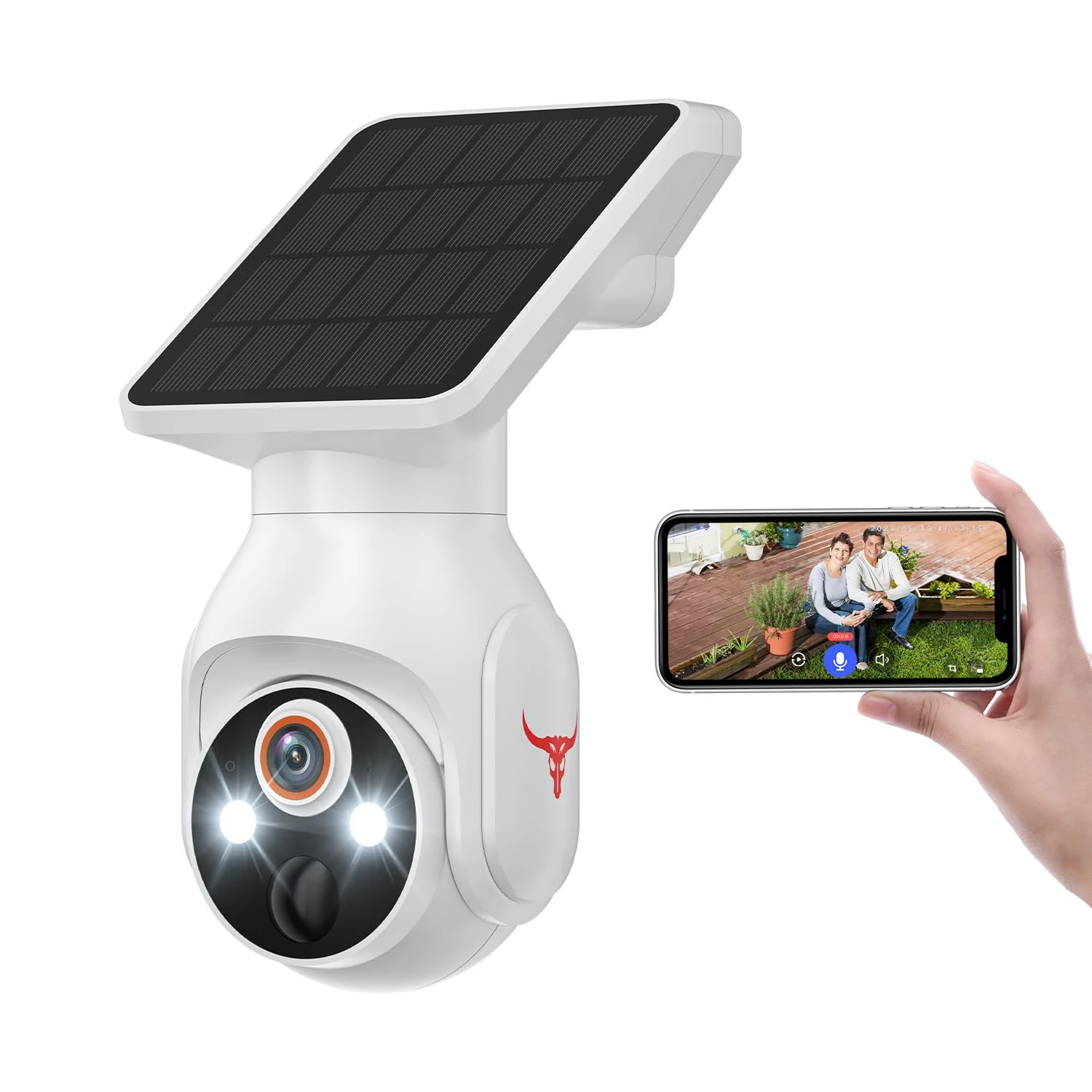 Blazique Battery-Powered 1080p WiFi Camera with Solar Charging, AI Motion Detection, Human Detection, Pan Tilt, Night Vision, two-Way Talk, IP65, Cloud Storage Service, 2.4G Only