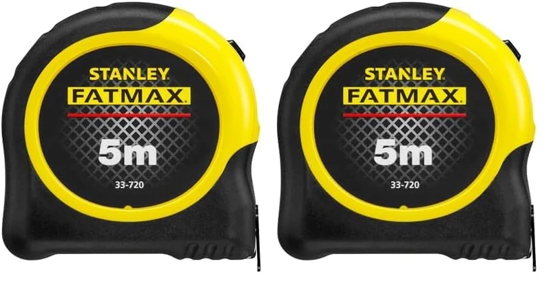 STANLEY FATMAX 5m Metric Tape Measure, Blade Armour Coating, 3.3m Tape Standout, Magnetic Hook End, 0-33-726 (Pack of 2)