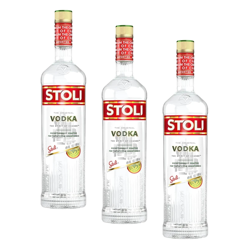 Stoli Premium Vodka 100cl, 40% ABV | Original Premium Quality, Classically styled, Exceptionally Smooth (Pack of 3)