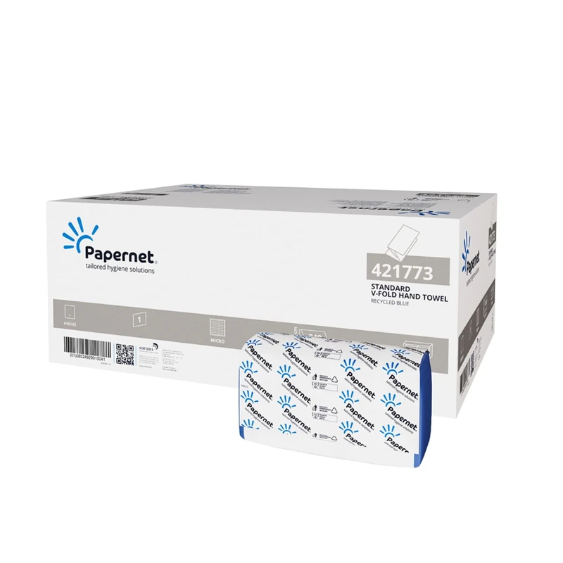 Papernet V-Fold Hand Towel 421773, Recycled Blue, 4,800 Disposable Paper Towels, 1 Ply, Open Dimensions 23x24.5cm