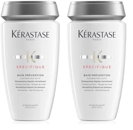 Kérastase Specifique, Nourishing & Balancing Anti-Fall Shampoo, For Normal Hair and Hair-Thinning, No Silicone, Bain Prevention, 250ml (Pack of 2)