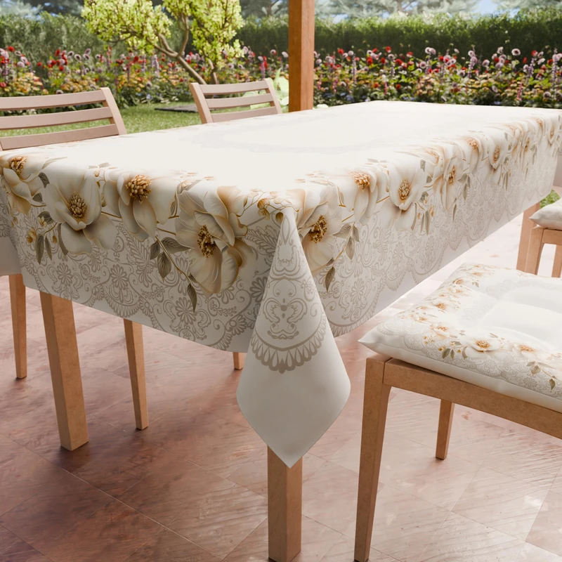PETTI Artigiani Italiani - Stain Resistant Rectangular Tablecloth Kitchen Magnolia Design X24 Seater (140 x 450 cm) 100% Made in Italy