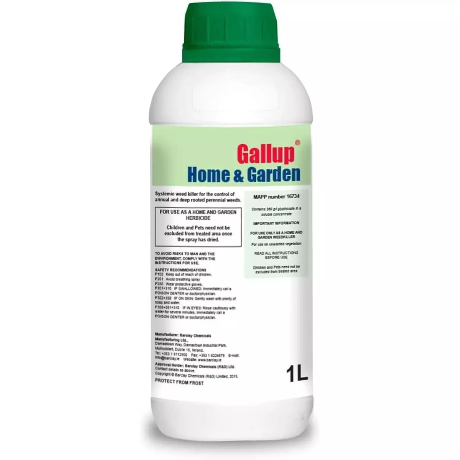 Gallup Home & Garden Weed Killer 1L - Glyphosate Herbicide Weed Killer for Effective Annual & Perennial Grass & Broad Leaved Weeds