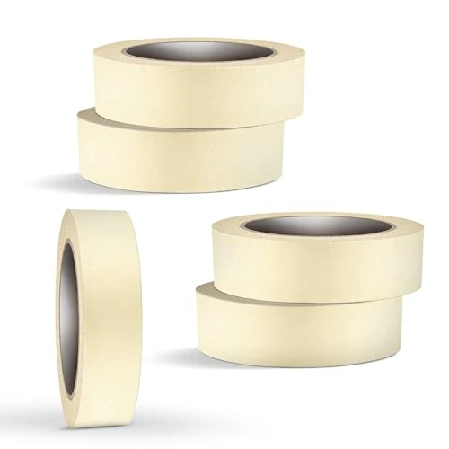 EVOKK Pack of 1 Masking Tape Rolls (48mm x 50m) – Premium Quality Masking Tape for Painting, Decorating & Crafts, Low Tack, Residue-Free, Strong Adhesion, Ideal Paper Tape, Artist & Paint Use