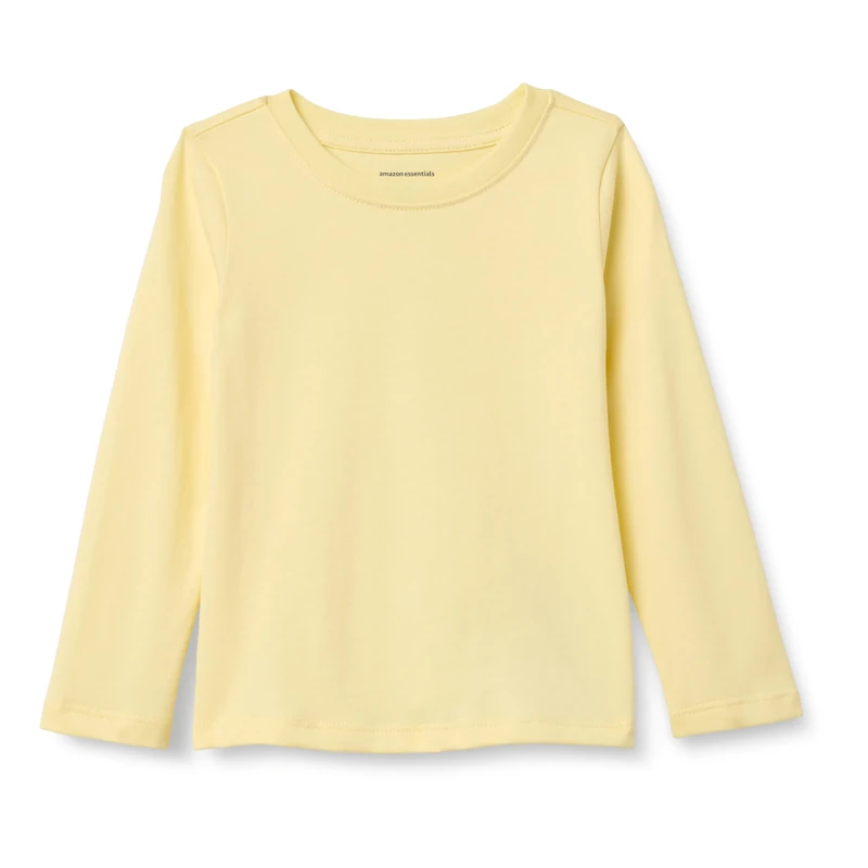 Amazon Essentials Girls' Long-Sleeve T-Shirts, Pastel Yellow, 8 Years