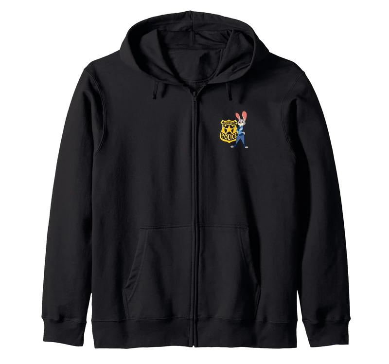 Disney Zootopia Judy Hopps ZPD Police Badge 2-Sided Costume Zip Hoodie - Image 1