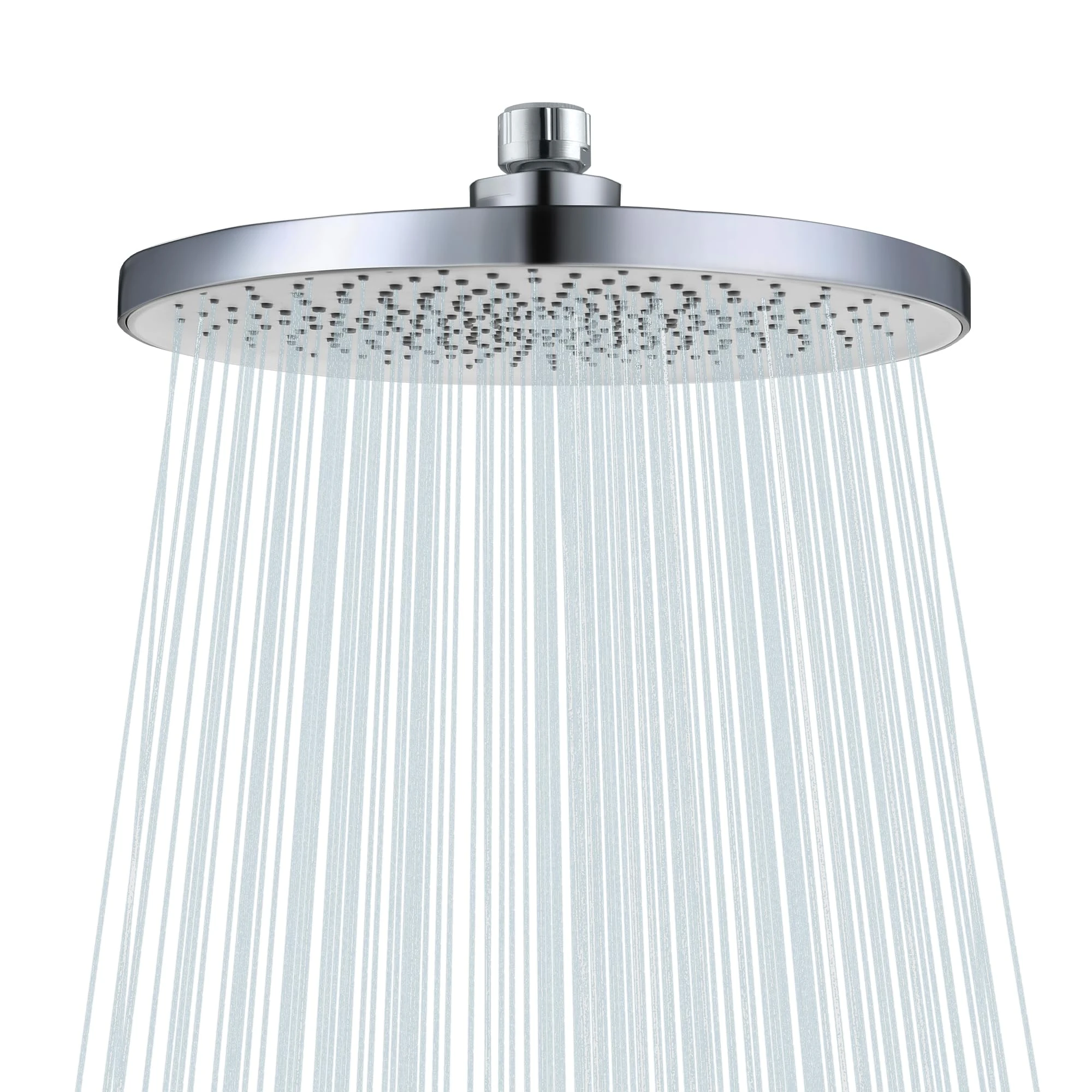 Rainfall Shower Head Fixed Showerhead 8.8-Inch Round Bathroom Rainhead Overhead Waterfall Shower Head with Adjustable Swivel Ball Joint | G1/2" Universal Fitting | ABS Chrome-White